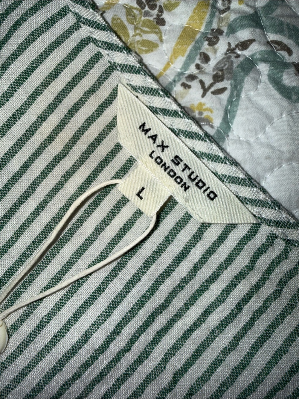 Max Studio Mint Green and White Striped V-Neck Blouse - Picture 4 of 5